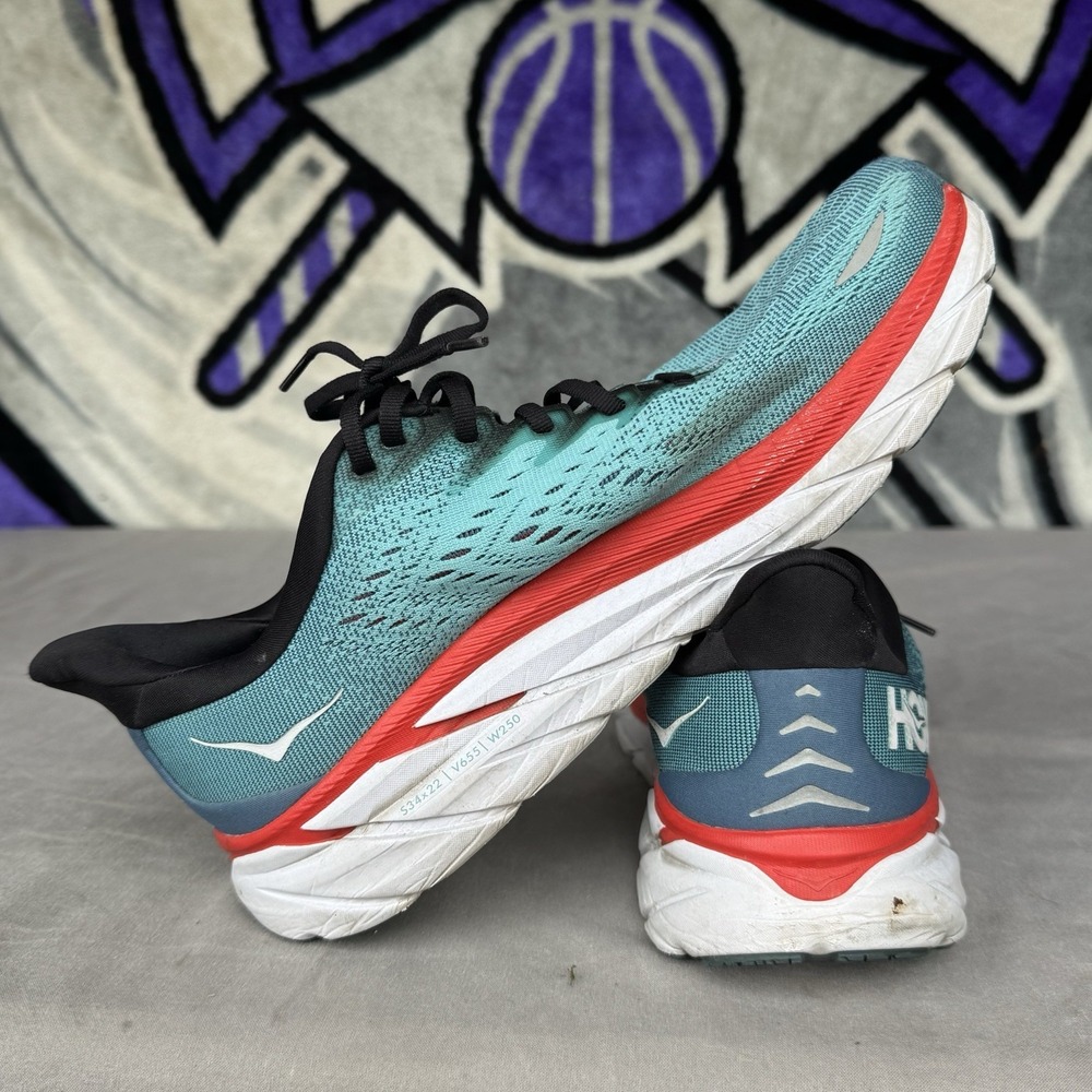 Size 9.5D - Hoka One One Clifton 8 1119393 RTAR Real Teal Aquarelle Shoes Men's - Picture 10 of 10